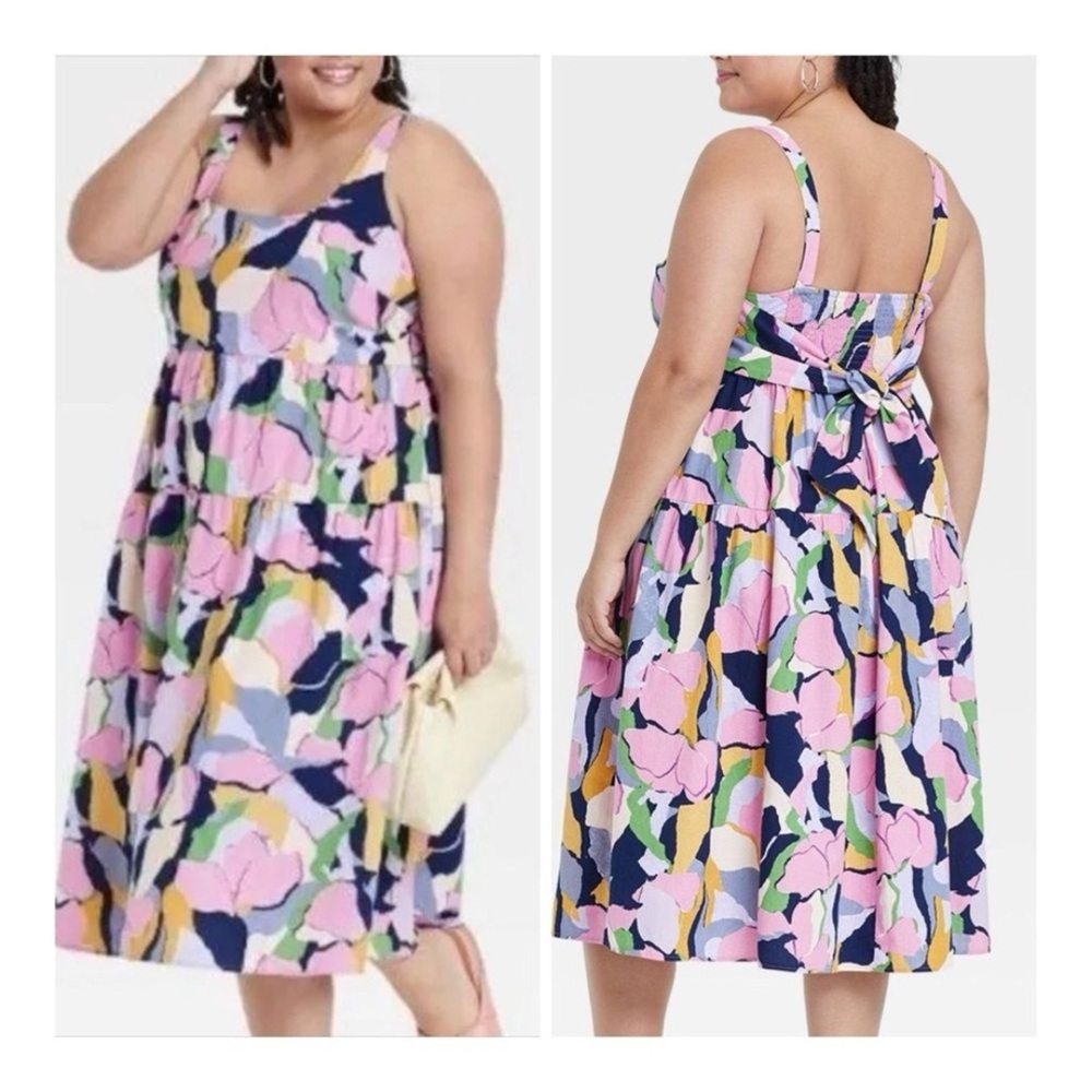 Floral Sleeveless Midi Dress 1X